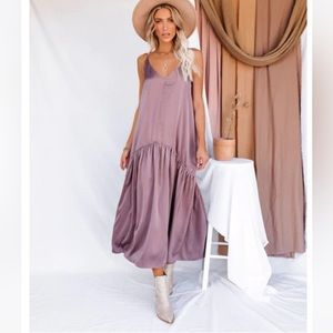 Limelight Satin High Low Maxi Dress - Mauve - Small - Vici